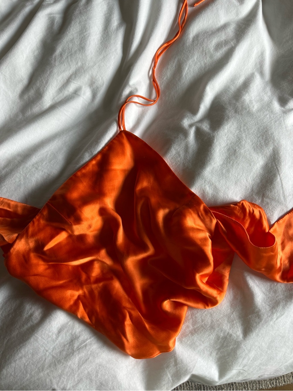 Amanda Uprichard Vibrant Orange Satin Halter Top